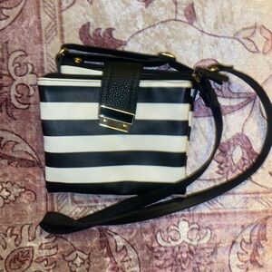 Black and White Striped Crossbody Bag